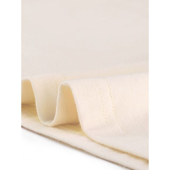 Elbow Sleeves Round Neck Slim Fit Tee Beige - Picture 5 of 5